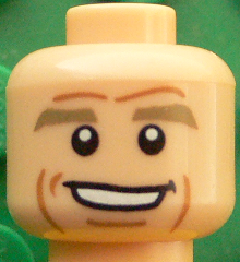 Minifigure, Head Dark Tan Eyebrows, White Pupils, Chin Dimple, Cheek Lines, Open Smile Pattern (Thomas Müller)
