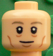 Minifigure, Head Dark Tan Eyebrows, White Pupils, Eye Bags, Chin Dimple and Cheek Lines Pattern (Toni Kroos)