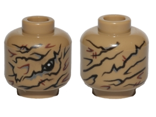 Minifigure, Head Alien One Eye, Scars and Wrappings Pattern (SW Unkar's Brute)