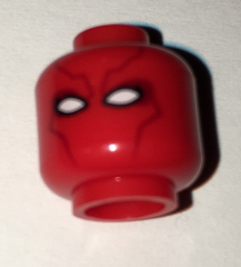 Minifigure, Head Mask with Dark Red Contour Lines and White Eye Holes Pattern (Red Hood)