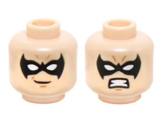 Minifigure, Head Dual Sided Black Eye Mask with Eye Holes, Grin / Bared Teeth Angry Pattern (Nightwing)