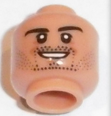 Minifigure, Head Black Eyebrows, Stubble, Goatee, White Pupils, Smile Pattern (Mats Hummels)