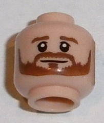 Minifigure, Head Beard Brown Bushy Full, Brown Eyebrows, White Pupils, Smile Pattern (Shkodran Mustafi)