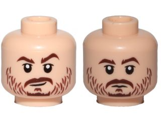 Minifigure, Head Dual Sided Beard Stubble, Brown Eyebrows, Smile / Neutral Pattern (SW Cassian Andor)