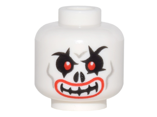 Minifigure, Head Skull Evil with Red Eyes, Curved Eyebrows and Red Lips Pattern