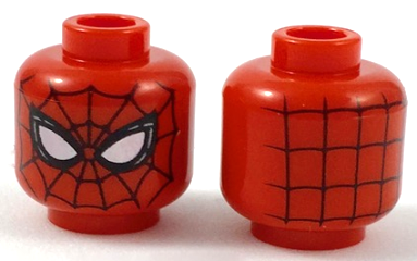 Minifigure, Head Alien with Spider-Man Black Webbing and Small White Eyes Pattern