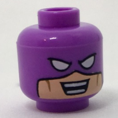 Minifigure, Head Balaclava with White Eye Holes over Light Nougat Face, Cheek Lines, Open Mouth Smile with Teeth Parted Pattern