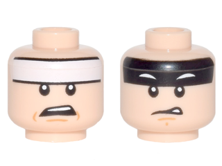 Minifigure, Head Dual Sided White Headband and Worried / Black Headband and Squinted Batman Eyes, Disgusted Pattern (Batman)