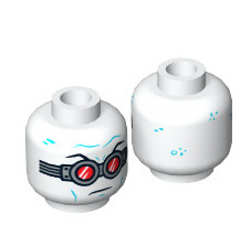 Minifigure, Head Goggles Silver with Red Lenses, Medium Azure Wrinkles Pattern (Mr. Freeze)