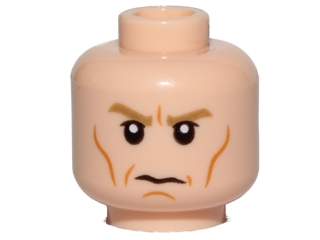 Minifigure, Head Male Dark Tan Eyebrows, White Pupils, Cheek Lines, Frown Pattern (SW Director Krennic)