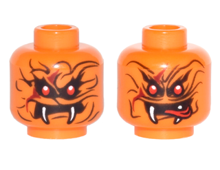 Minifigure, Head Dual Sided Alien Snake with Black Wavy Lines, 2 Red Eyes and 2 White Fangs, Neutral / Red Pointed Tongue Out Pattern