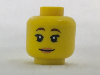 Minifigure, Head Female Reddish Brown Eyebrows, Bright Pink Lips Pattern