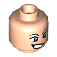 Minifigure, Head Female Wide Eyes, Red Lips, Crooked Grin with Teeth Pattern