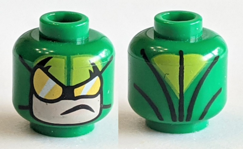 Minifigure, Head Balaclava, Yellow Goggles and Forehead Panels, Light Nougat Face Pattern (Scorpion)
