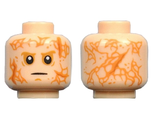 Minifigure, Head Male Scars Front and Back, White Pupils, Black Thin Mouth Pattern