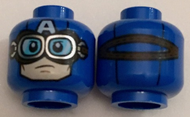Minifigure, Head Balaclava with Dark Brown and Gold Goggles, White 'A', Light Nougat Face Pattern