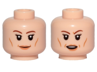 Minifigure, Head Dual Sided Female Brown Eyebrows, Light Orange Lips and Cheek Lines, Smile / Open Mouth Pattern (SW Vice Admiral Holdo)
