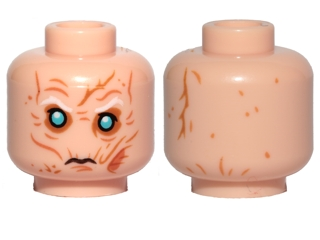 Minifigure, Head Sunken Blue Eyes, White Eyebrows, Wrinkles and Scars Pattern (SW Supreme Leader Snoke)