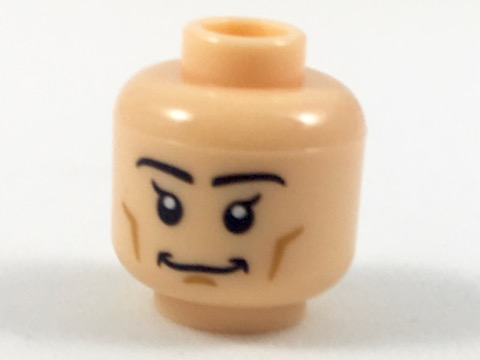 Minifigure, Head Black Eyebrows and Eyes with Single Eyelashes, Broad Grin Pattern