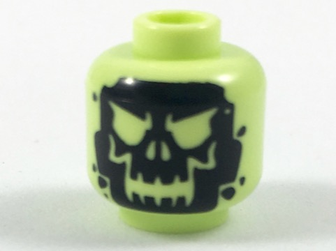 Minifigure, Head Alien with Black Skull Pattern
