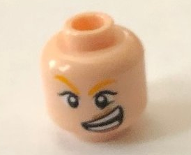 Minifigure, Head Female Wide Eyes, Dark Orange Lips, Wide Crooked Grin with Teeth Pattern