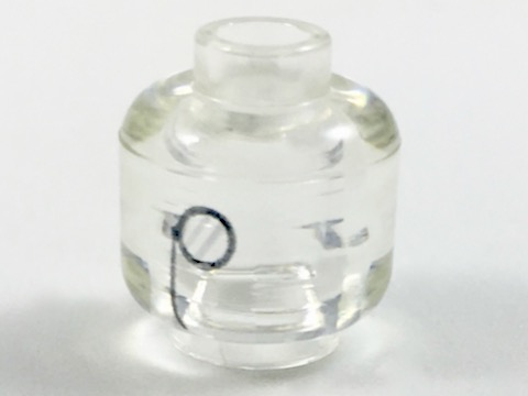 Minifigure, Head Glasses with Monocle on Chain Silver and Ghost Face Pattern