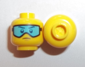 Minifigure, Head Glasses with Medium Azure Ski Goggles and Slight Frown Pattern