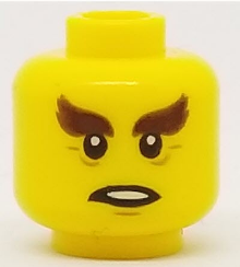 Minifigure, Head Reddish Brown Bushy Eyebrows, Wrinkles Pattern