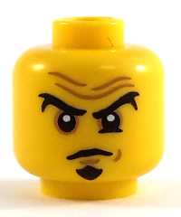 Minifigure, Head Black Eyebrows and Goatee, Nougat Eye Shadow, Medium Nougat Chin Dimple and Wrinkles, Furrowed Brow, Stern Pattern