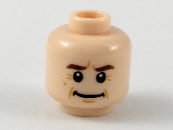 Minifigure, Head Reddish Brown Eyebrows with Furrowed Brows and Crow's Feet by Eyes Pattern (Alan Grant)
