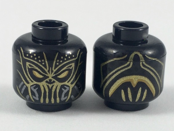 Minifigure, Head Mask Gold Eyes and Details Pattern