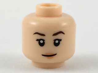 Minifigure, Head Female Dark Brown Eyebrows, Nougat Lips Pattern