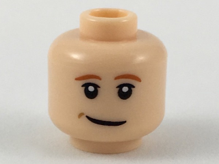 Minifigure, Head Dark Orange Eyebrows, Upper Eyelids, Medium Nougat Dimple, Lopsided Grin Pattern