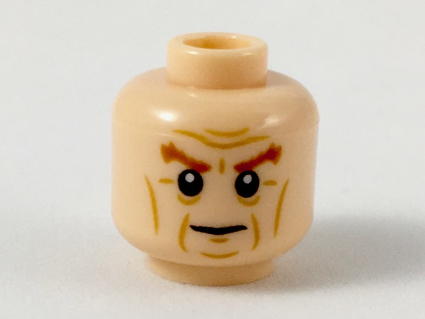 Minifigure, Head Dark Orange Bushy Eyebrows, Medium Nougat Facial Lines Pattern