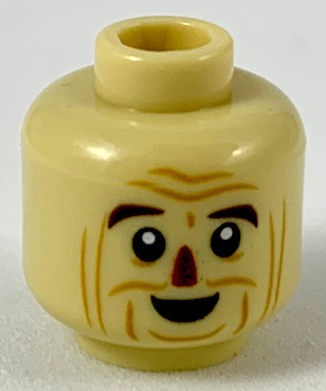 Minifigure, Head Reddish Brown Eyebrows, Dark Red Nose, Dark Orange Contours Pattern
