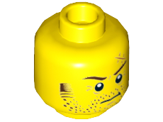 Minifigure, Head Beard Stubble, Sideburns, Eyebrows, Crow's Feet, Scar Pattern