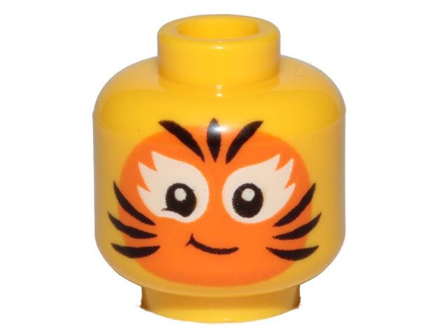 Minifigure, Head Child Female Orange Cat Face Paint Pattern