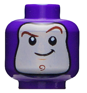 Minifigure, Head Balaclava with Face Hole, Reddish Brown Curved Eyebrows, Chin Swirl and Dimple, Closed Mouth Smile Pattern (Buzz Lightyear)