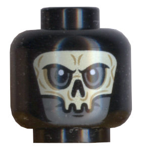Minifigure, Head Alien with White HP Death Eater Skull Mask Pattern