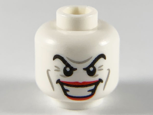 Minifigure, Head Male Black Eyebrows, Red Lips, Wide Smile Pattern (The Joker)