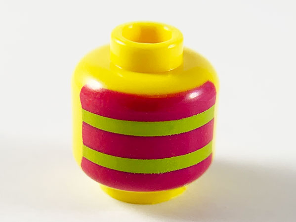 Minifigure, Head without Face with Magenta and Lime Horizontal Stripes Pattern