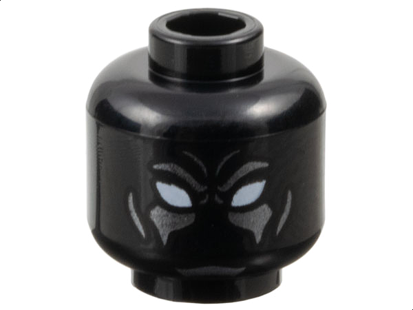 Minifigure, Head Mask with White Eye Holes, Dark Silver Eyebrows and Cheek Lines, Furrowed Brow Pattern