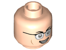 Minifigure, Head Dual Sided Black and Silver Glasses / Dark Blue Ink Splotch Pattern