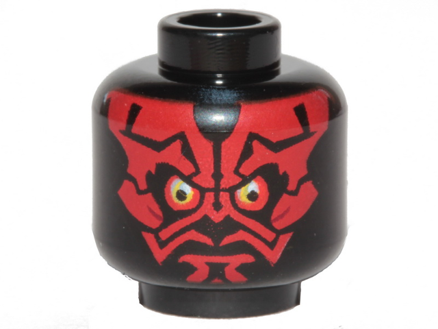 Minifigure, Head Alien with SW Darth Maul, Red Face, Eyes with Pupils, Neutral Pattern