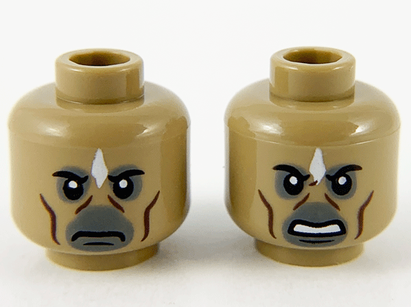Minifigure, Head Dual Sided Alien White Diamond, Cheek Lines, Neutral / Angry Pattern