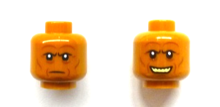 Minifigure, Head Dual Sided Alien with SW Devaronian, Lines, Angry / Smile with Teeth Pattern (Labria, Kardue'sai'Malloc)
