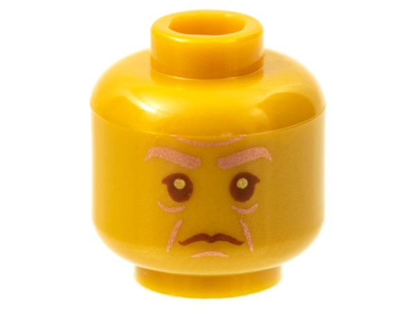 Minifigure, Head Copper Eyebrows and Wrinkles, Reddish Brown Eyes and Mouth Pattern