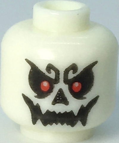 Minifigure, Head Skull with Red Eyes and Open Mouth Grin Pattern