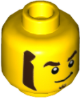 Minifigure, Head Dark Brown Thick Eyebrows, Mutton Chops and Soul Patch, Lopsided Grin Pattern