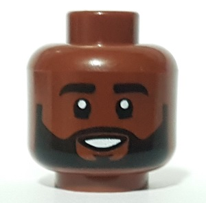 Minifigure, Head Black Eyebrows and Beard, Open Mouth Smile Pattern
